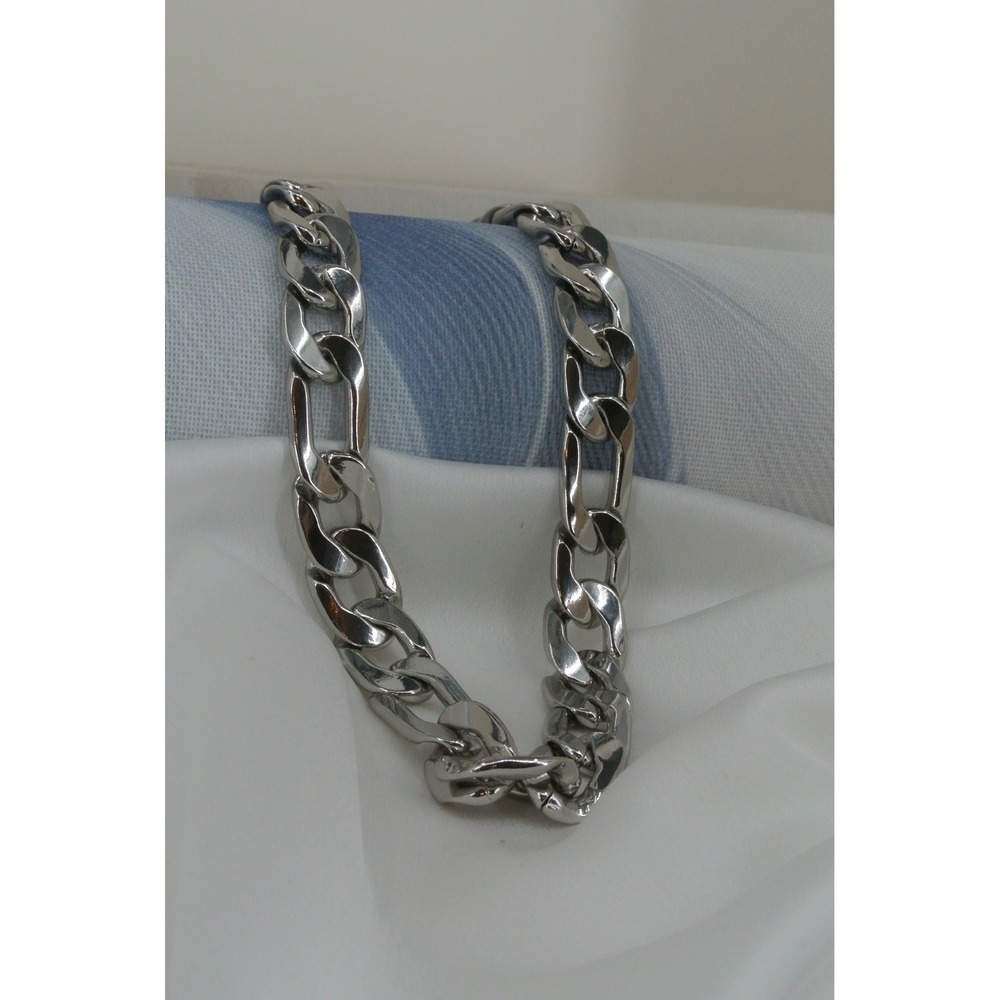 Zara Chunky Curb Chain Silver Tone Statement Necklace OS